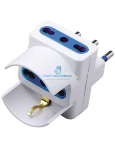 Adatt.triplo/schuko 2P+T 16A bip.bn blist